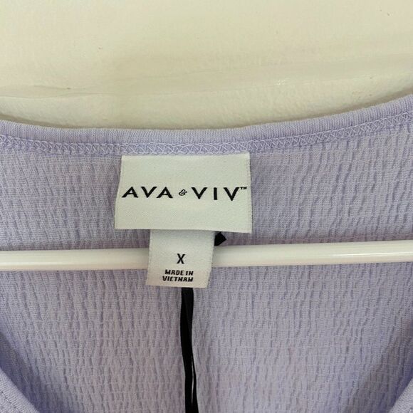 Ava Viv Women's Casual T-Shirt Short Sleeves V-Neck Levander Size 14W NWT - Picture 4 of 9